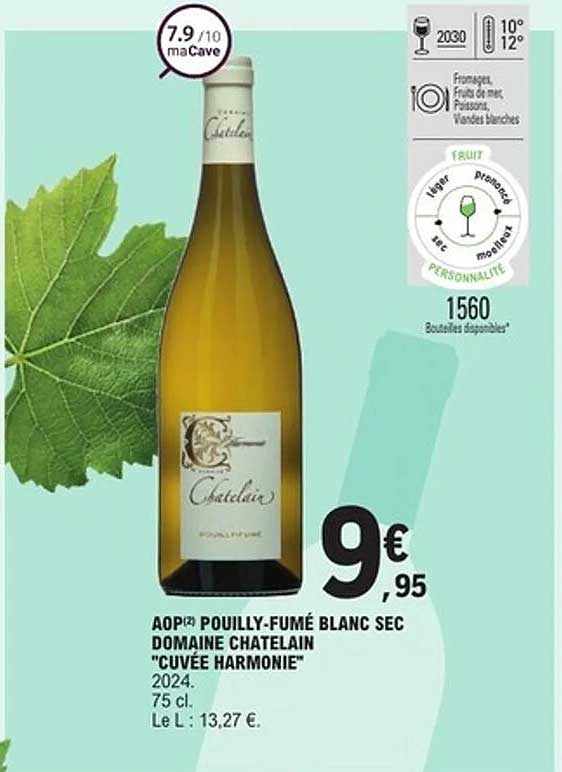 AOP Pouilly-Fumé Blanc Sec Domaine Chatelain "Cuvée Harmonie" 2024