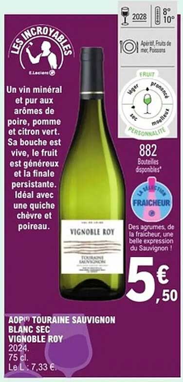 AOP Touraine Sauvignon Blanc Sec Vignoble Roy 2024