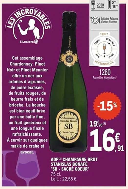 AOP(2) CHAMPAGNE BRUT STANISLAS BONAFÉ "SB - SACRÉ COEUR" 75 cl.