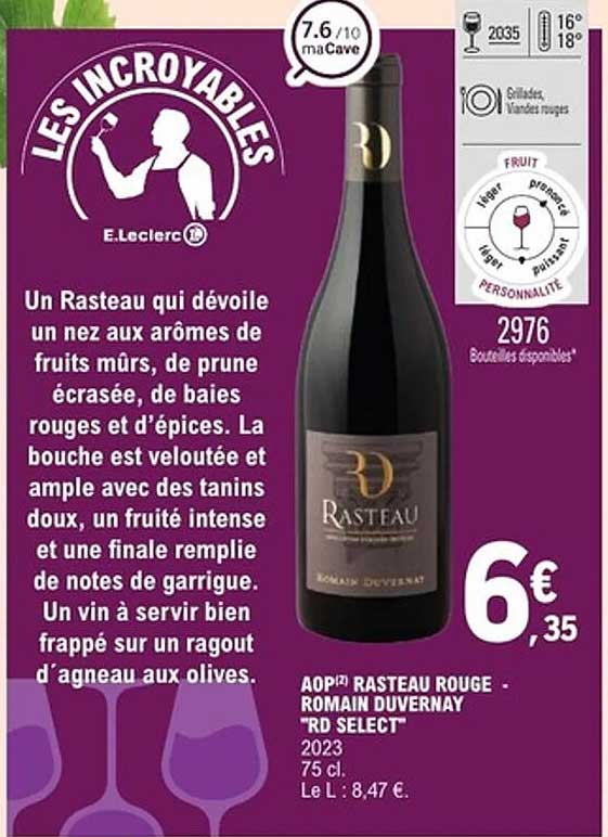 AOP(2) Rasteau Rouge - Romain Duvernay 'RD SELECT'