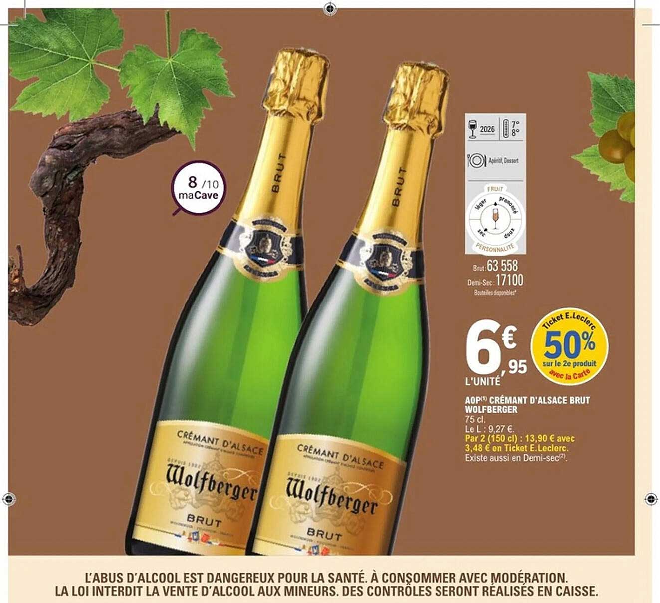 Apéritif Crémant d'Alsace Brut Wolfberger