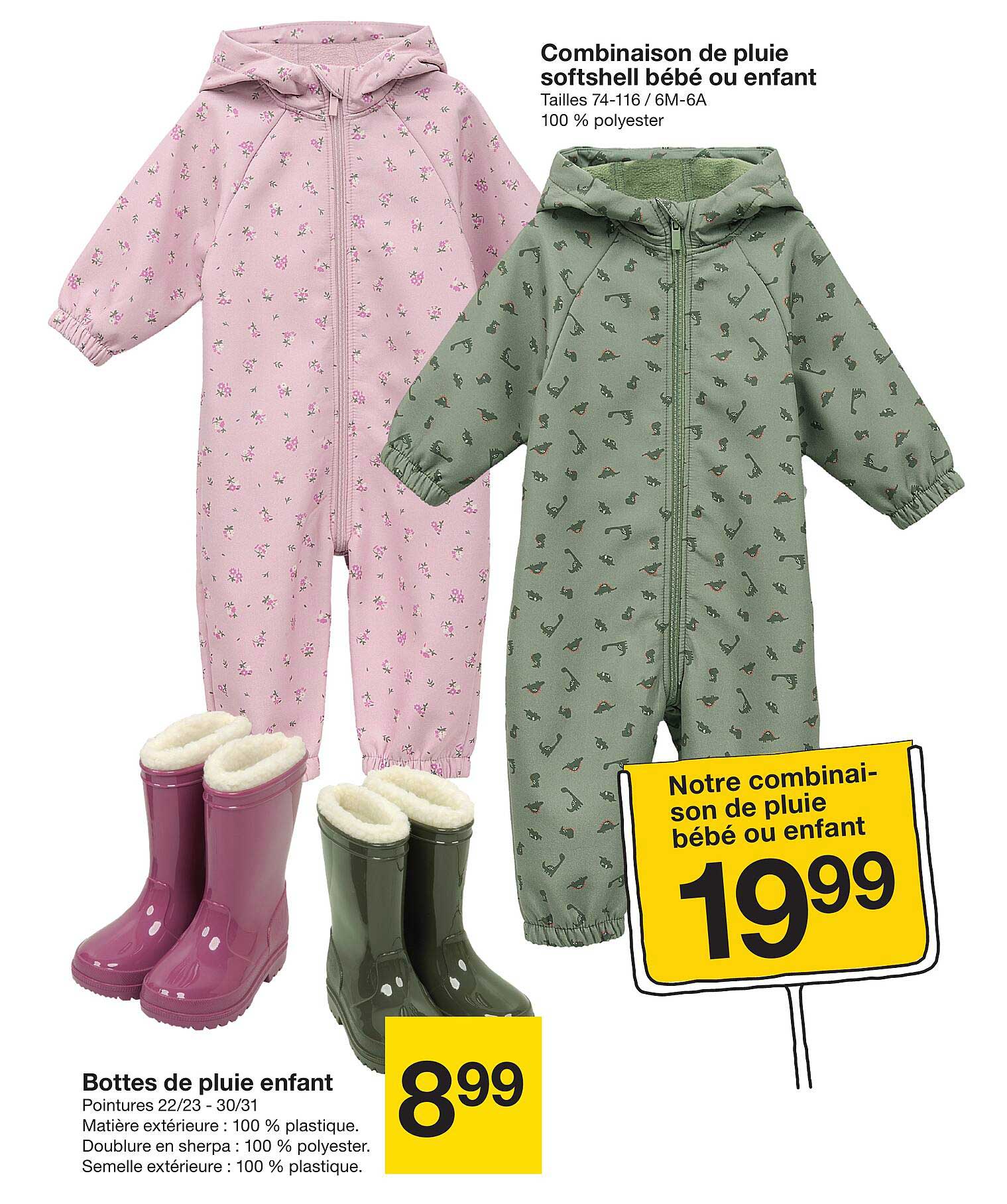 Combinaison de pluie softshell bébé ou enfant