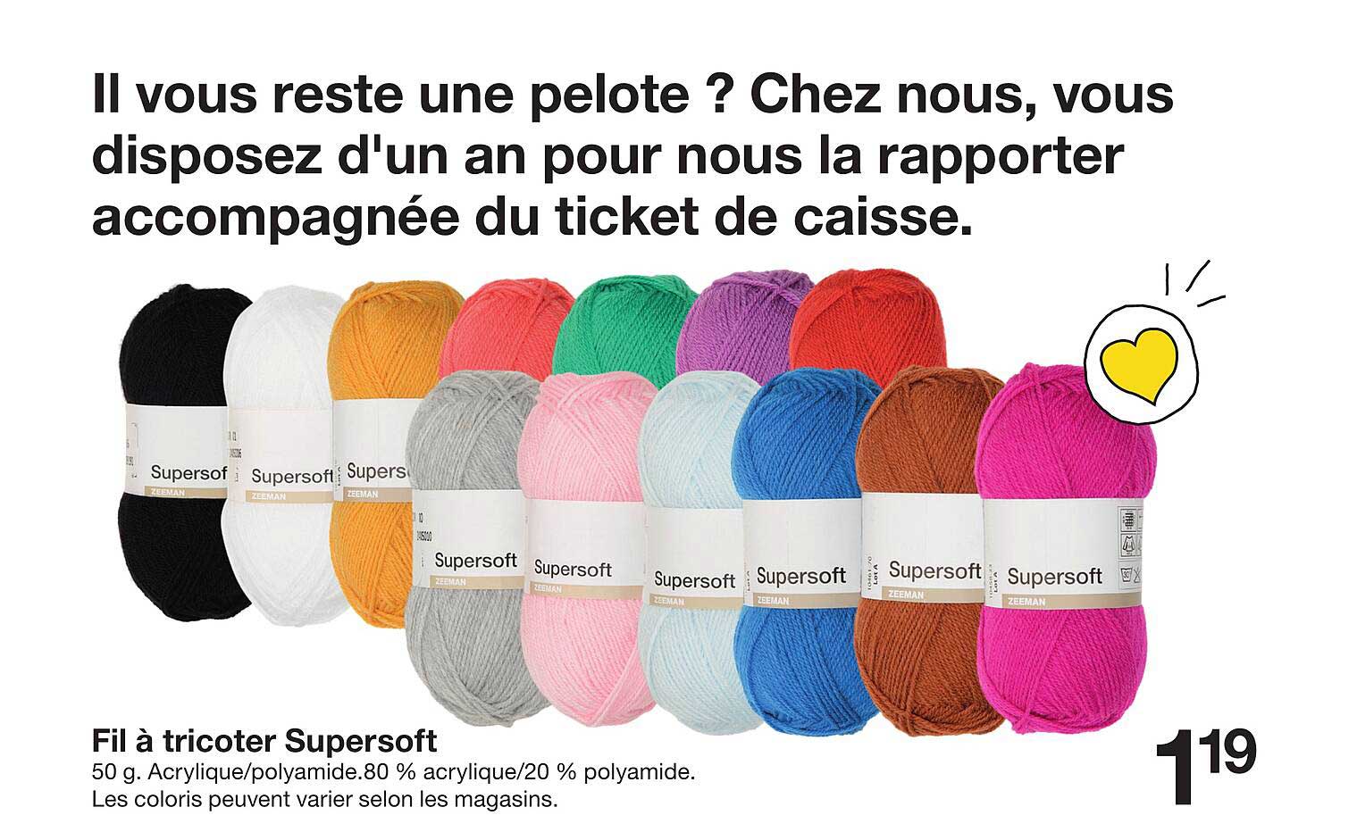 Fil à tricoter Supersoft