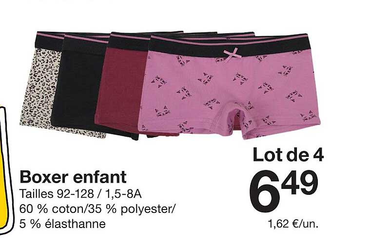 Lot de 4 boxer enfant