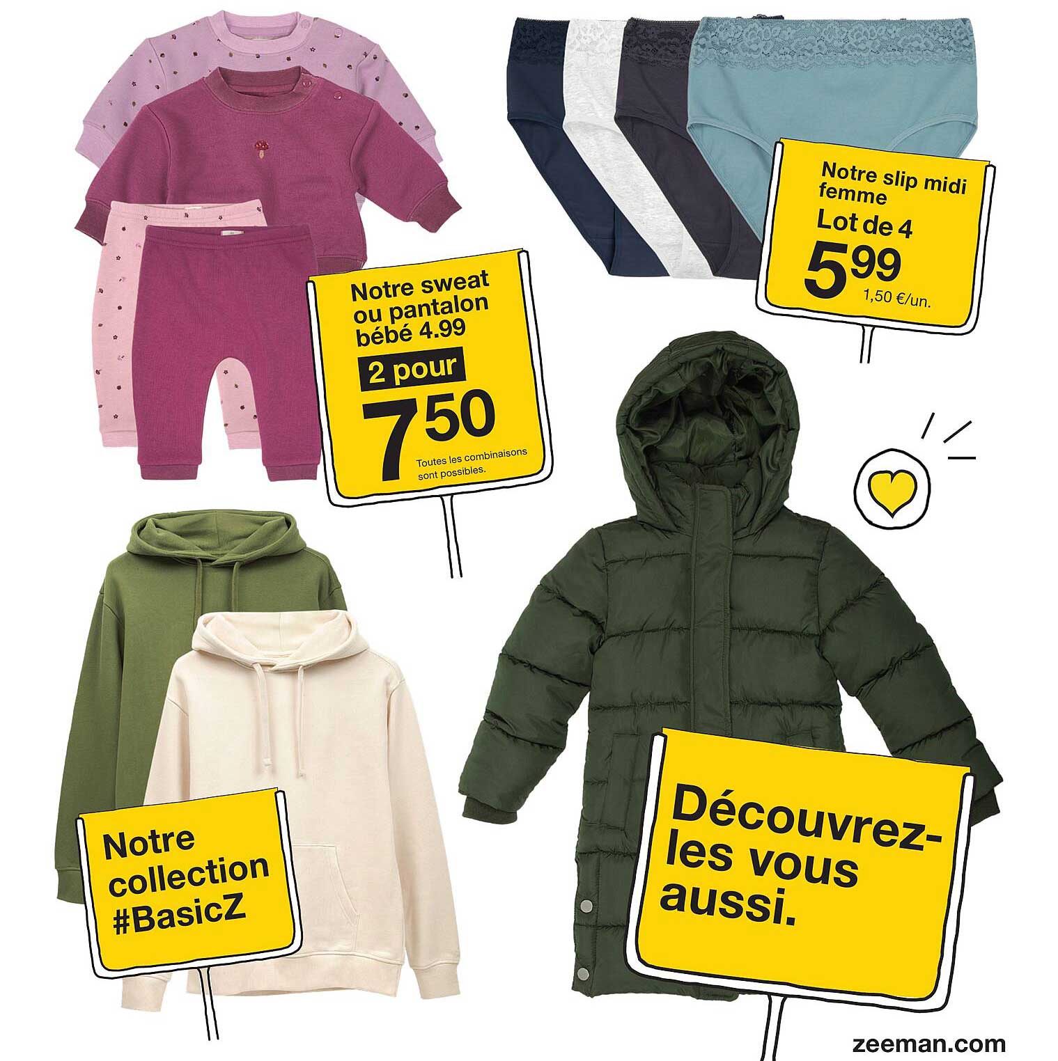 Notre sweat ou pantalon bébé 4.99, 2 pour 7.50