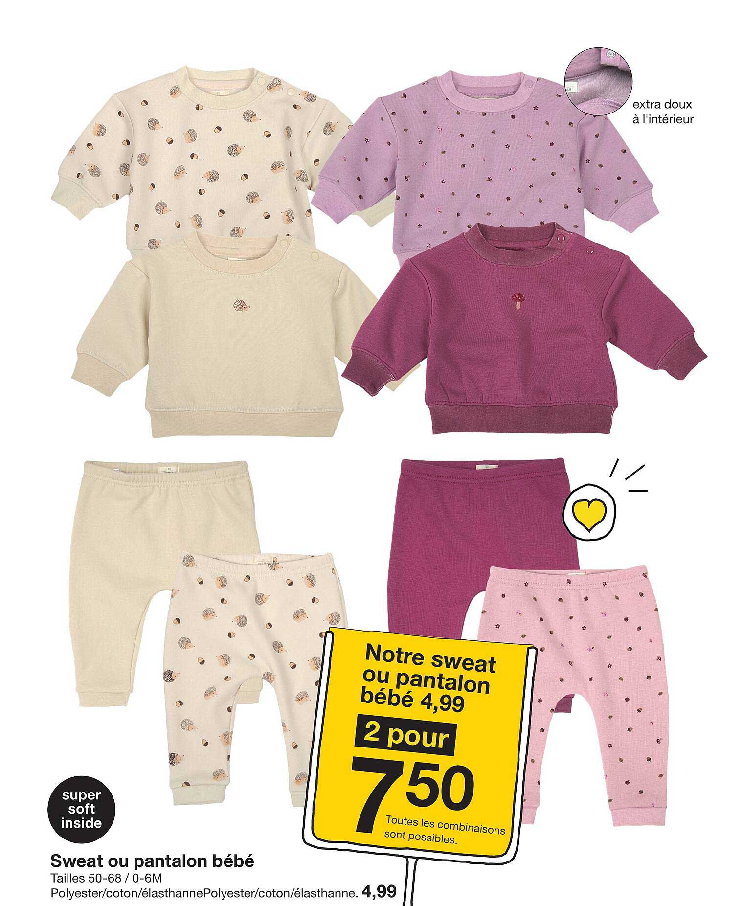 Notre sweat ou pantalon bébé 4,99