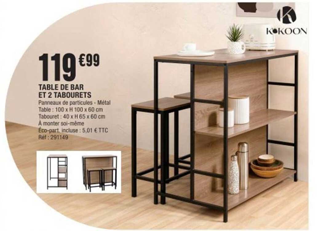 TABLE DE BAR ET 2 TABOURETS