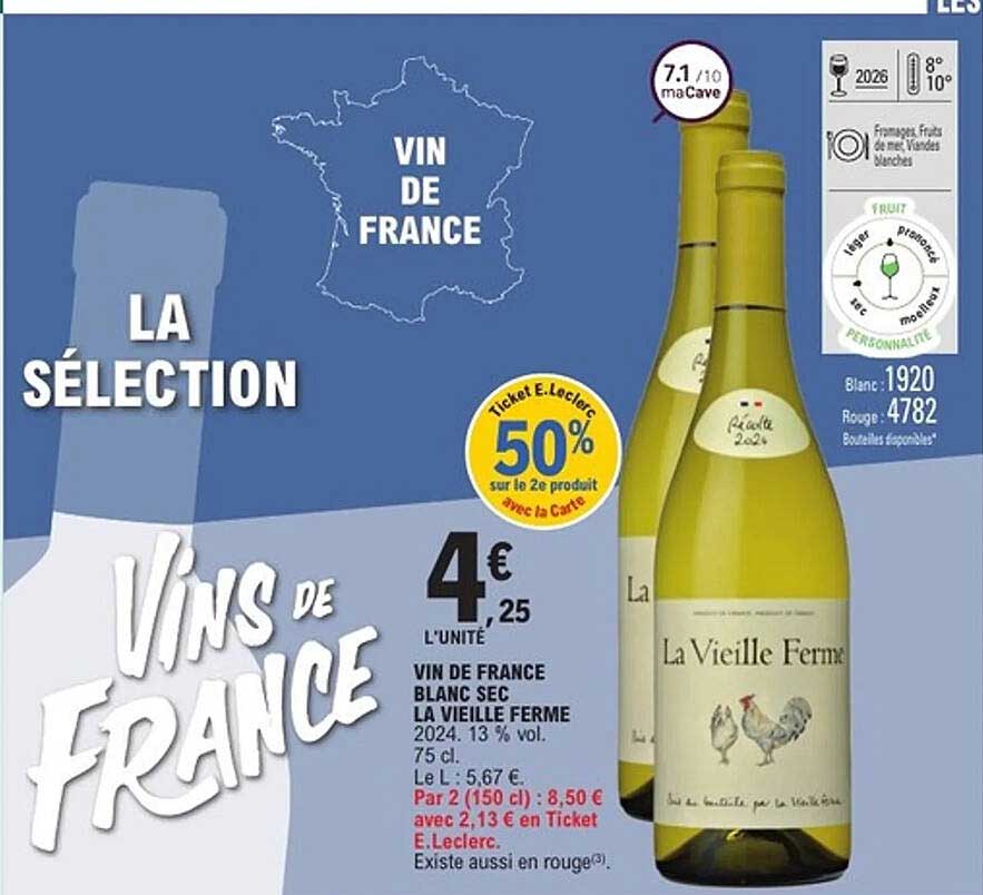 VIN DE FRANCE BLANC SEC LA VIEILLE FERME 2024