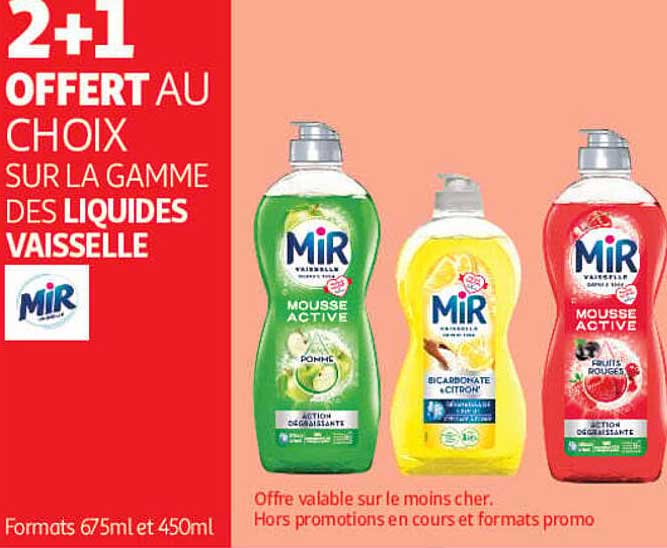 2+1 OFFERT AU CHOIX SUR LA GAMME DES LIQUIDES VAISSELLE