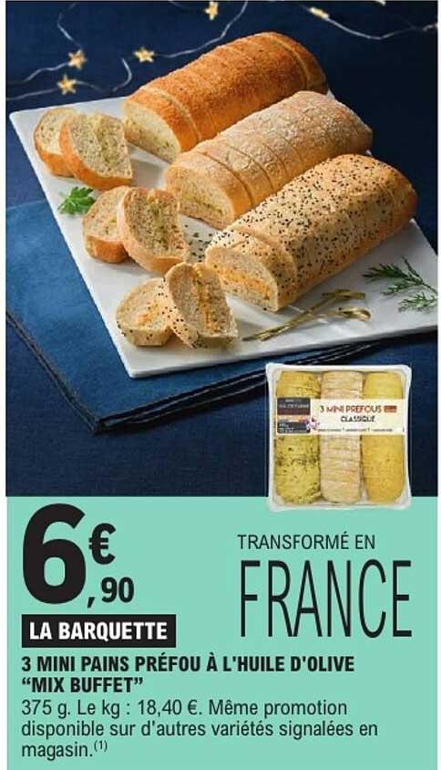 3 MINI PAINS PRÉFOU À L'HUILE D'OLIVE "MIX BUFFET"