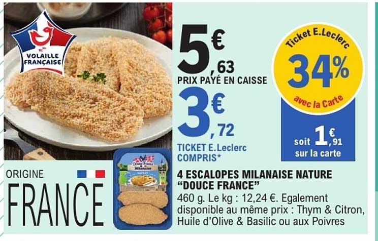 4 ESCALOPES MILANAISE NATURE “DOUCE FRANCE”