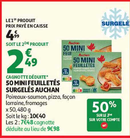 50 MINI FEUILLETÉS SURGELÉS AUCHAN