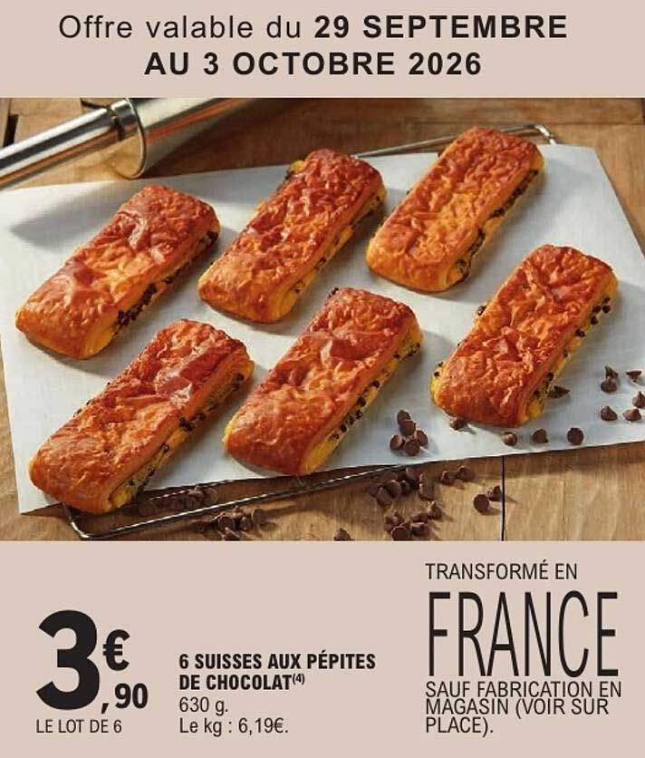 6 SUISSES AUX PÉPITES DE CHOCOLAT