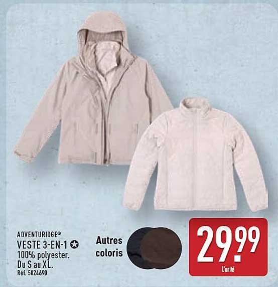 ADVENTURIDGE® VESTE 3-EN-1 100% polyester. Du S au XL. Réf. 5024690. Autres coloris