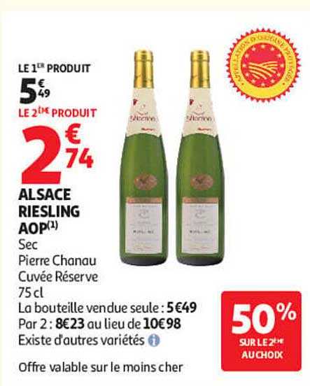ALSACE RIESLING AOP(1) Sec Pierre Chanau Cuvée Réserve 75 cl