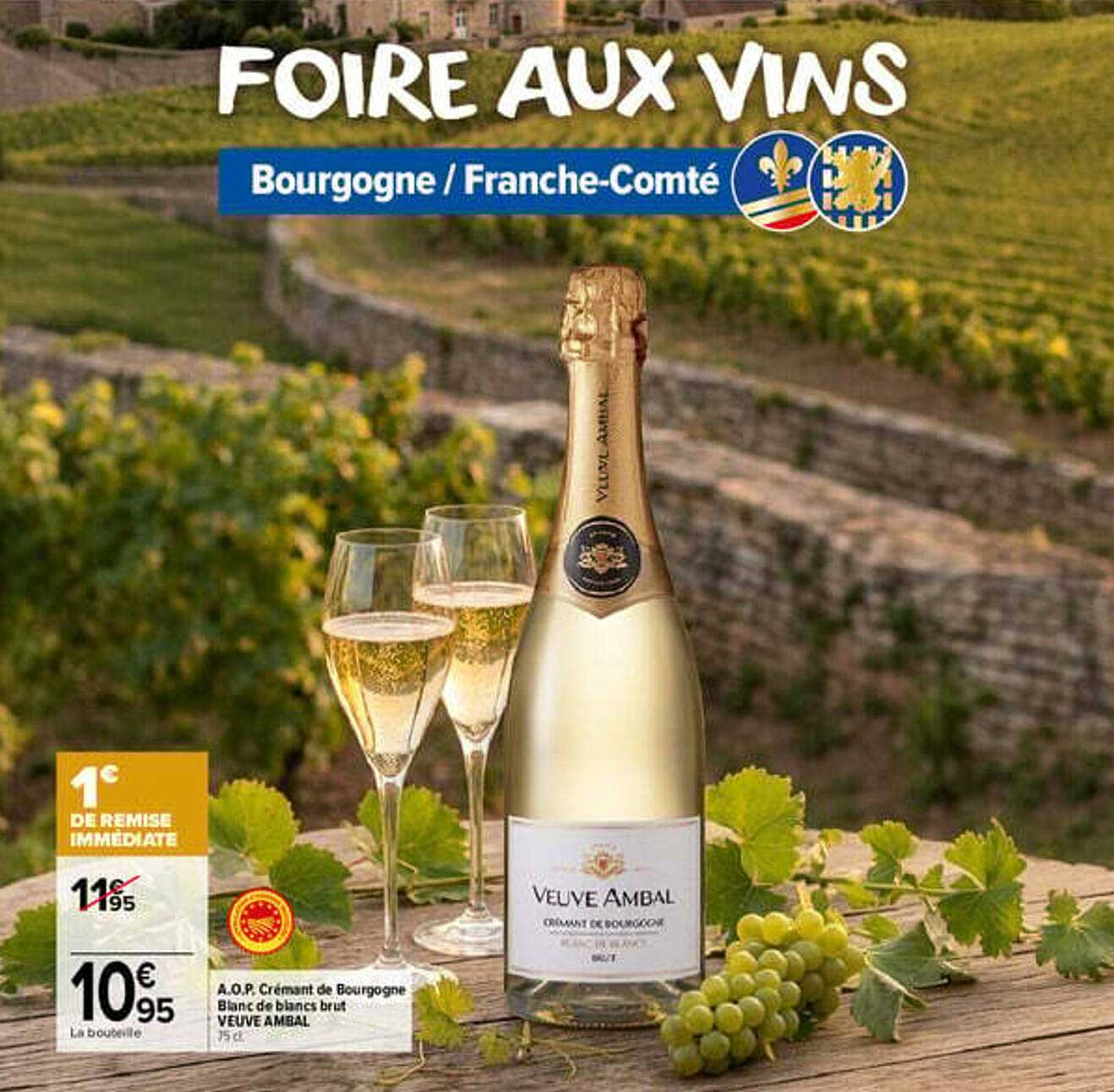A.O.P. Crémant de Bourgogne Blanc de blancs brut VEUVE AMBAL 75 cl