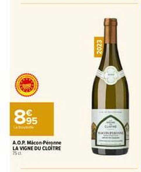 A.O.P. Mâcon-Péronne LA VIGNE DU CLOÎTRE 75 cl
