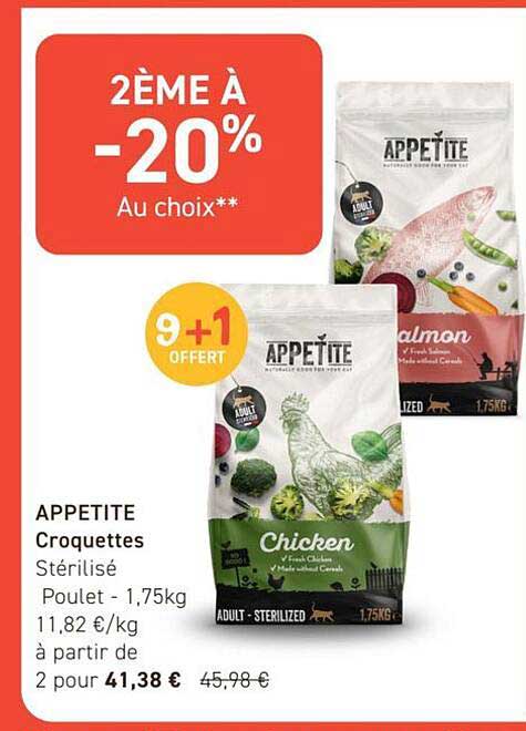 APPETITE Croquettes Stérilisé Poulet - 1,75kg
