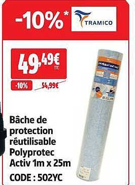 Bâche de protection réutilisable Polyprotec Activ 1m x 25m CODE : 502YC