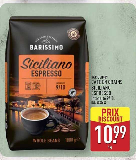 BARISSIMO CAFÉ EN GRAINS SICILIANO ESPRESSO Intensité 9/10. Réf. 5020642