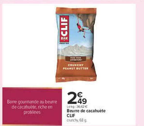 Beurre de cacahuète CLIF crunchy, 68 g