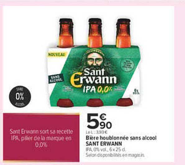Bière houblonnée sans alcool SANT ERWANN IPA 0,0%