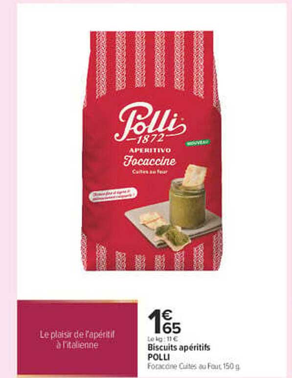Biscuits apéritifs POLLI Focaccine Cuites au Four 150 g