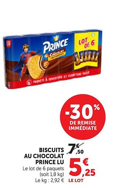 BISCUITS AU CHOCOLAT PRINCE LU