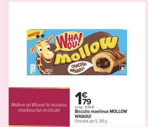 Biscuits moelleux MOLLOW WHAOU! Chocolat, par 5, 150 g
