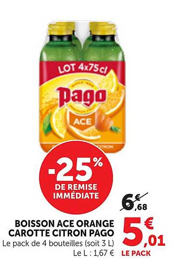BOISSON ACE ORANGE CAROTTE CITRON PAGO