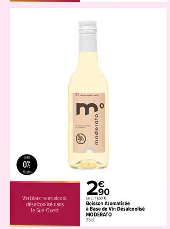 Boisson Aromatisée à Base de Vin Désalcoolisé MODERATO 25 cl