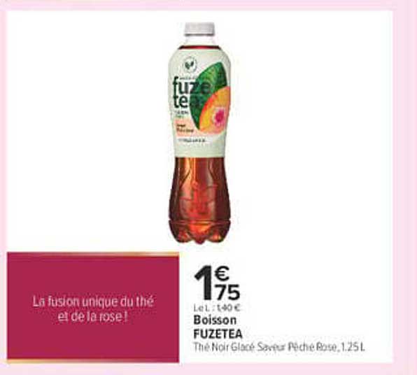Boisson FUZETEA Thé Noir Glacé Saveur Pêche Rose 1,25L