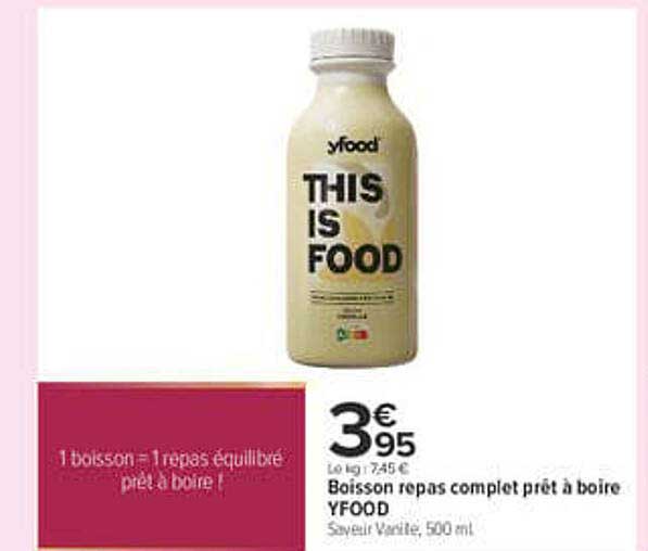 Boisson repas complet prêt à boire YFOOD Saveur Vanille, 500 ml