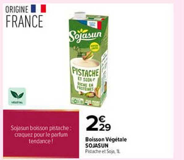 Boisson Végétale SOJASUN Pistache et Soja, 1l