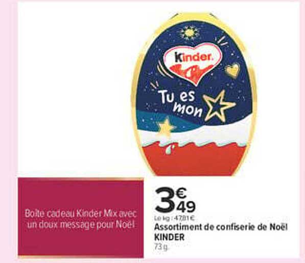 Boîte cadeau Kinder Mix avec un doux message pour Noël