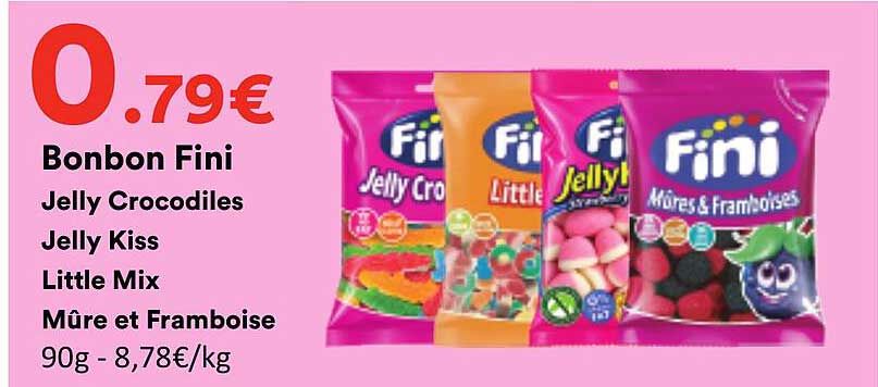 Bonbon Fini Jelly Crocodiles Jelly Kiss Little Mix Mûre et Framboise 90g - 8,78€/kg