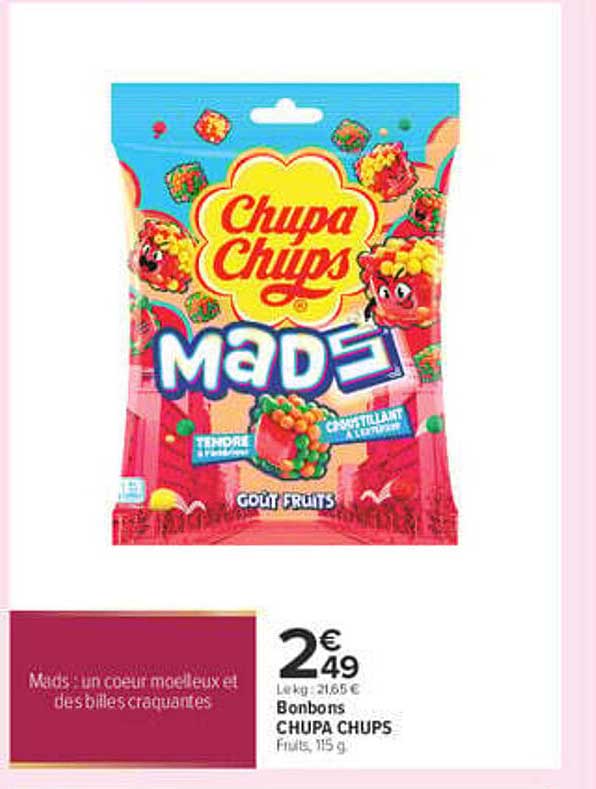 Bonbons CHUPA CHUPS Fruits, 115 g
