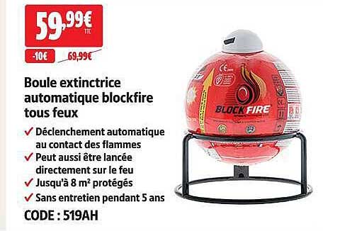 Boule extinctrice automatique blockfire tous feux