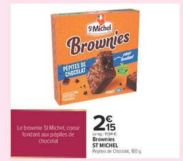 Brownies ST MICHEL Pépites de Chocolat, 80 g