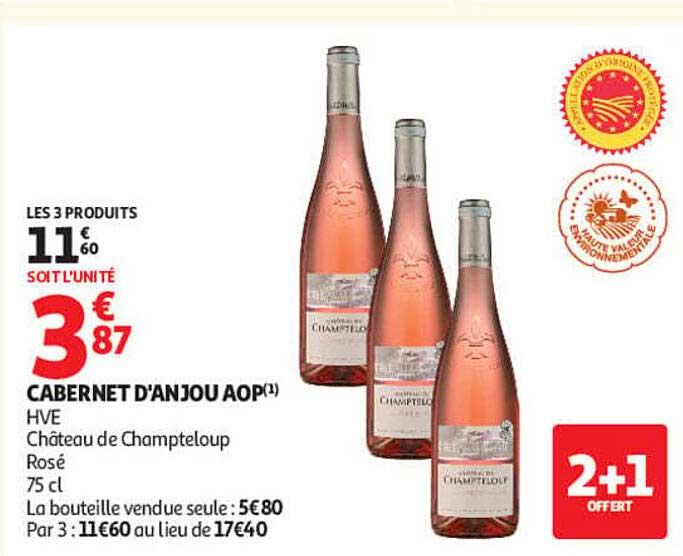 CABERNET D'ANJOU AOP(1) HVE Château de Champteloup Rosé 75 cl