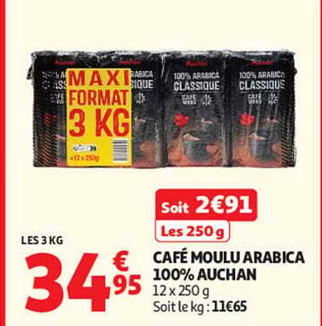 CAFÉ MOULU ARABICA 100% AUCHAN