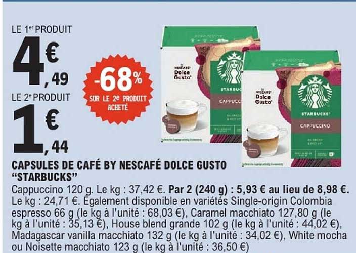 CAPSULES DE CAFÉ BY NESCAFÉ DOLCE GUSTO “STARBUCKS”