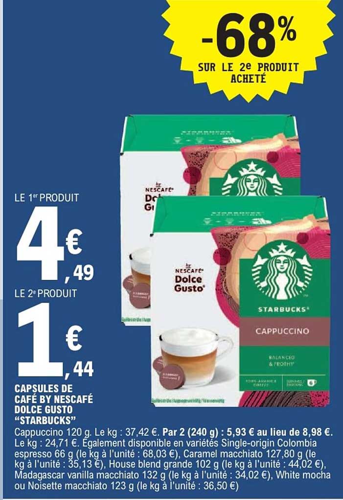 CAPSULES DE CAFÉ BY NESCAFÉ DOLCE GUSTO “STARBUCKS” Cappuccino 120 g