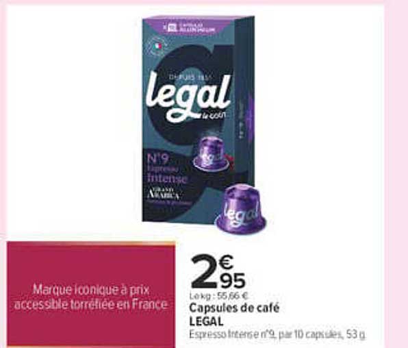Capsules de café LEGAL Espresso intense n°9, par 10 capsules, 53 g