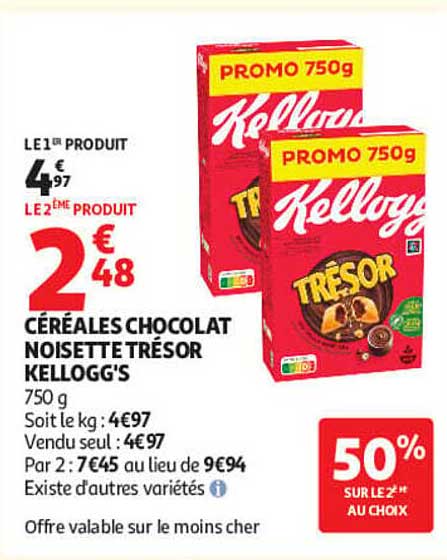 CÉRÉALES CHOCOLAT NOISETTE TRÉSOR KELLOGG'S