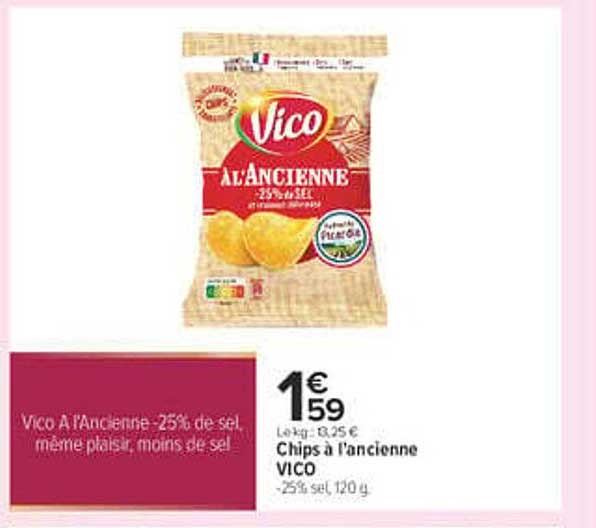 Chips à l’ancienne VICO -25% sel, 120 g