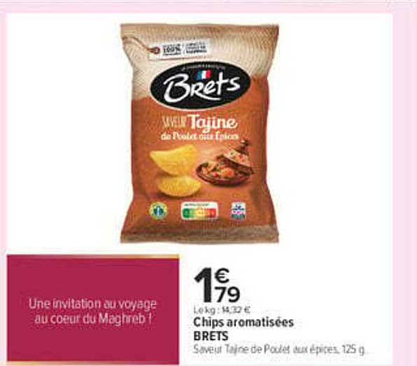 Chips aromatisées BRETS Saveur Tajine de Poulet aux épices 125 g