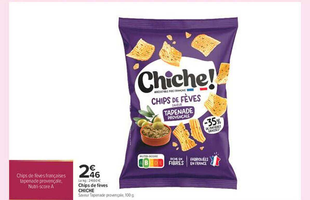 Chips de fèves CHICHE saveur tapenade provençale, 100 g