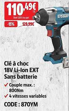 Clé à choc 18V Li-ion EXT Sans batterie