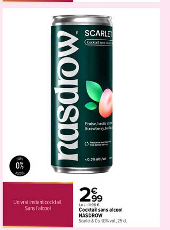 Cocktail sans alcool NASDROW Scarlet & Co, 0,0% vol., 25 cl